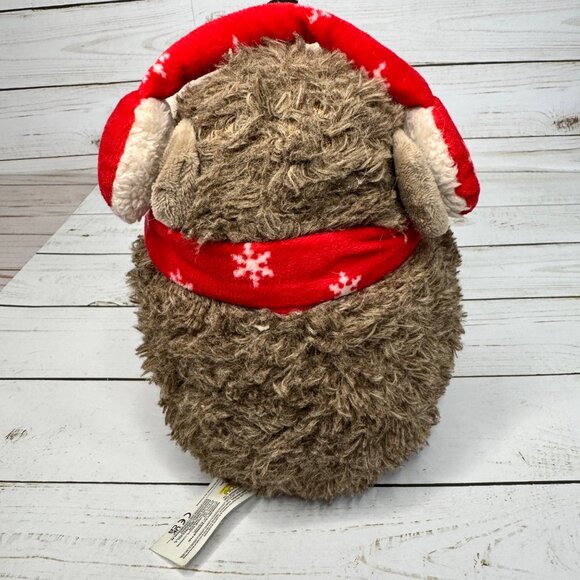 Kellytoy Soft Plush Hedgehog Toy Red Winter Ear Muffs 8" Plush Stuffed Animal - Picture 4 of 7